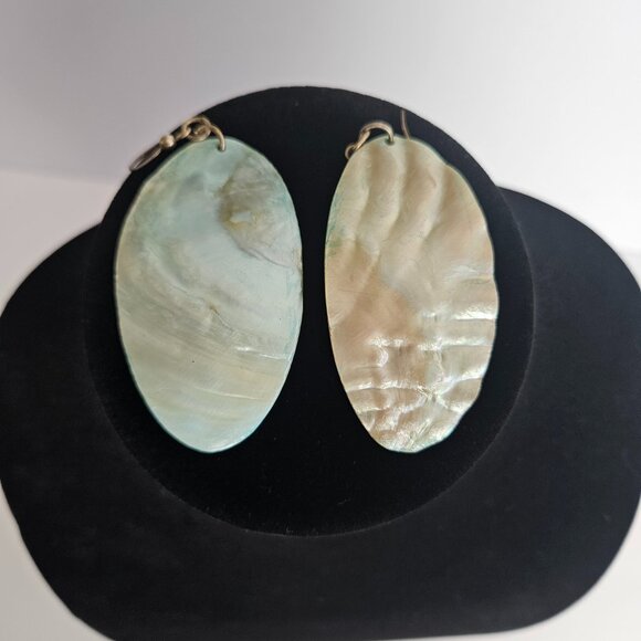 Natural Abalone Shell Earrings - Dangle – Iridescent Coastal Boho Style - Picture 10 of 11